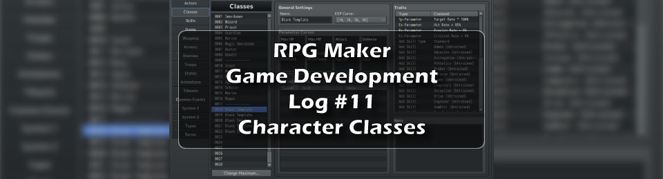 RPG Maker Game Development Log #11: Adding Character Classes Title