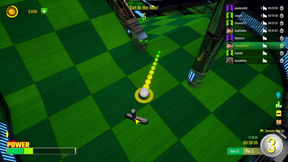 core game engine review minigolf space lining up a shot interface