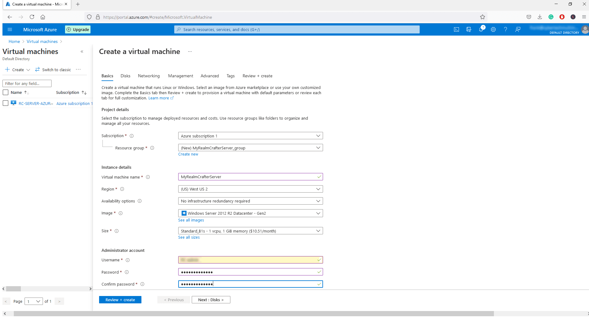 create virtual machine